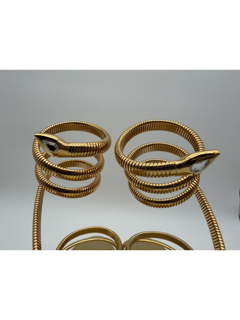Rene Caovilla Gold Snake Spiral-Wrap Stiletto Heel, Size 38 - Picture 5 of 16